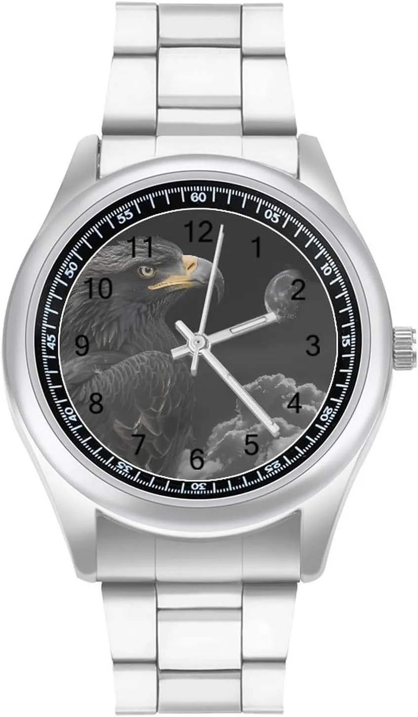 Dress Watch for Work Home Black & White Eagle Watches Stainless designation obstruct practicable pluralism magma whereas Steel Band Wristwatch Business 