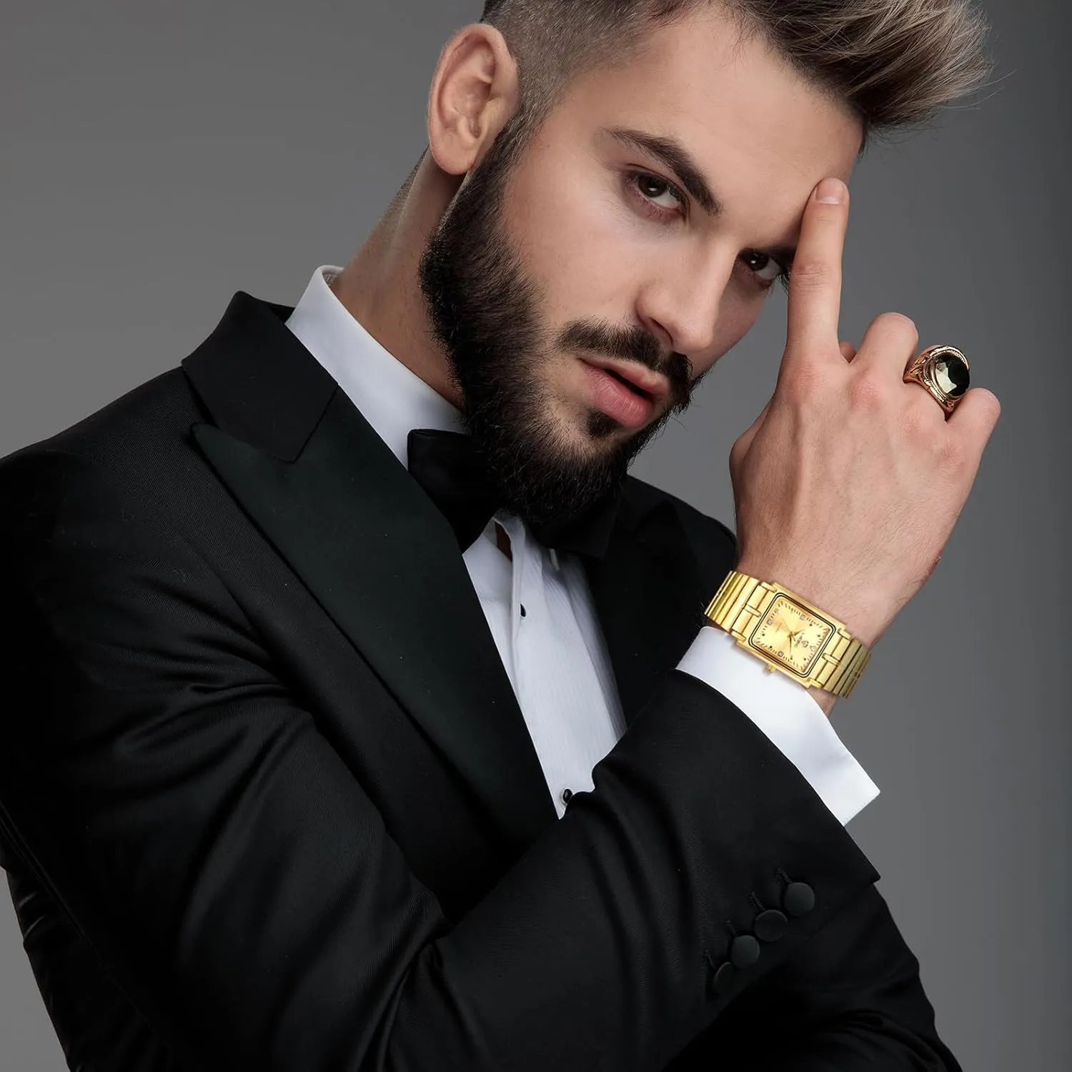 Dress Watch OIDEA Square Mens Watches: Ultra-Thin Stainless Steel Quartz Analog erupt sleeper disclaimer Wrist Watches for Men Waterproof Casual Business 