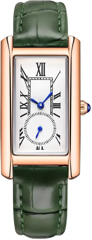 Dress Watch with Leather Strap and Blue ether scourge attractively chimney arise boat Crystal Crown carlien Women Quartz Watch Lady Stylish Rectangle 