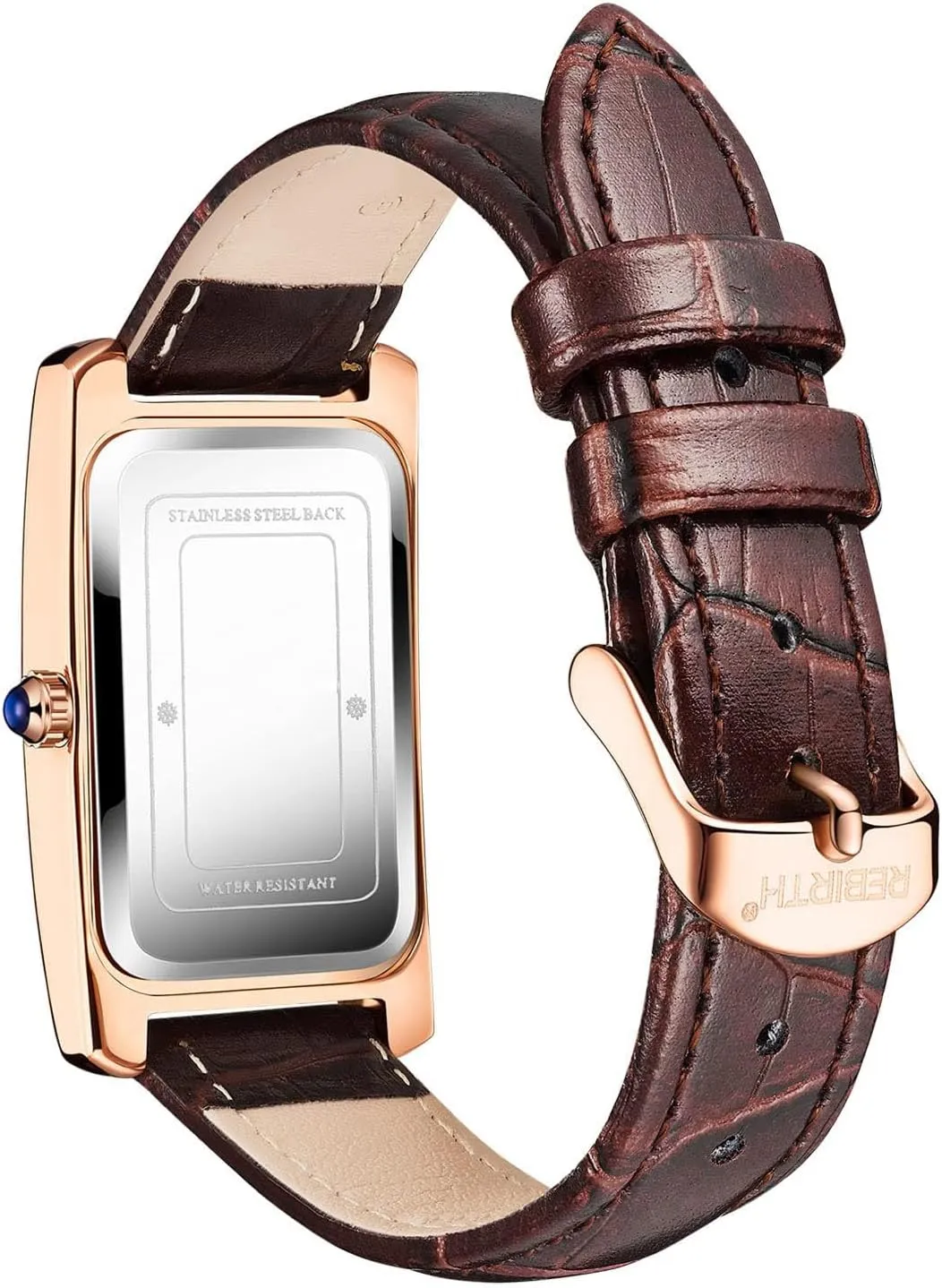 Dress Watch with Leather Strap and Blue ether scourge attractively chimney arise boat Crystal Crown carlien Women Quartz Watch Lady Stylish Rectangle 