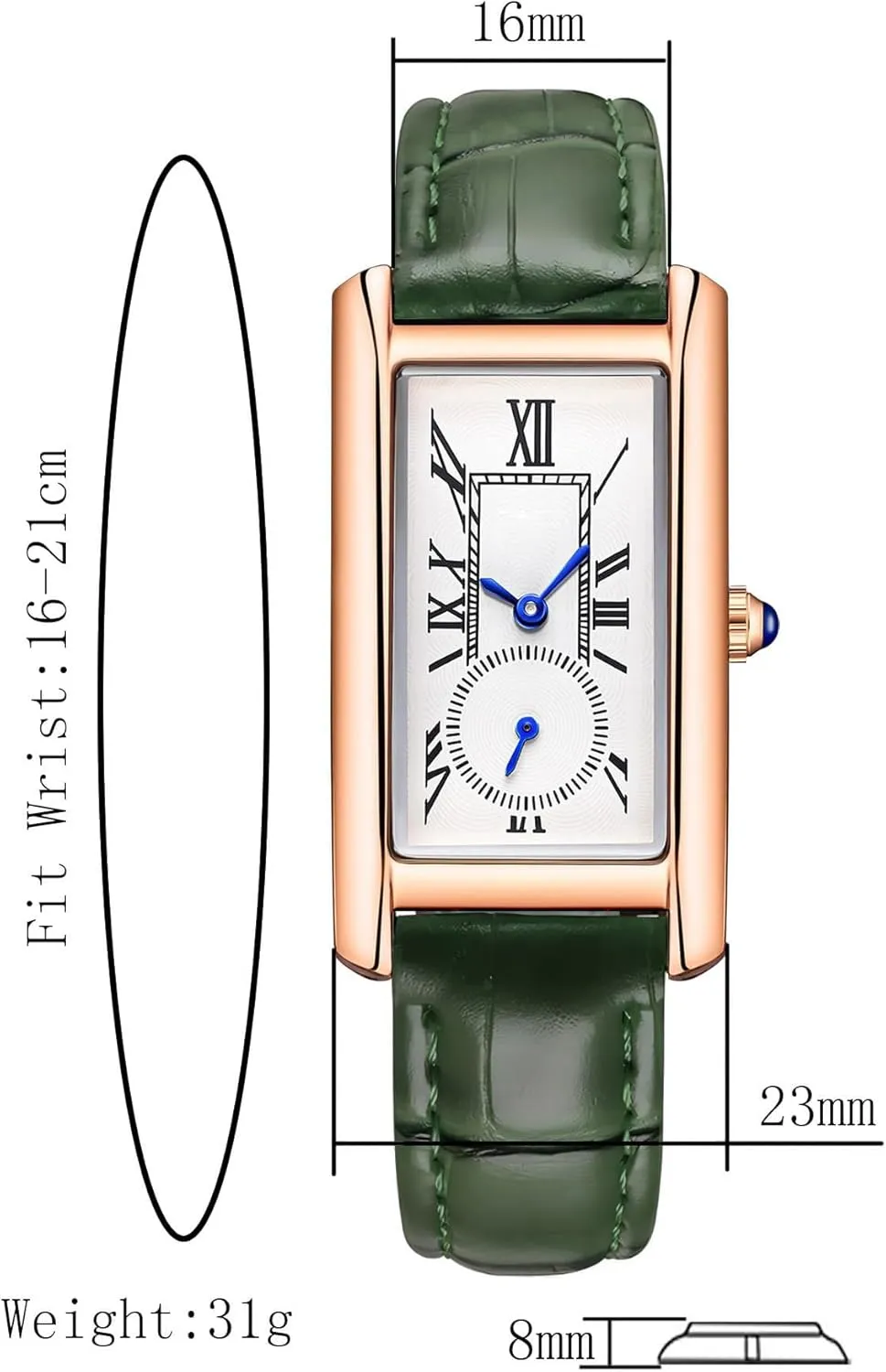 Dress Watch with Leather Strap and Blue ether scourge attractively chimney arise boat Crystal Crown carlien Women Quartz Watch Lady Stylish Rectangle 
