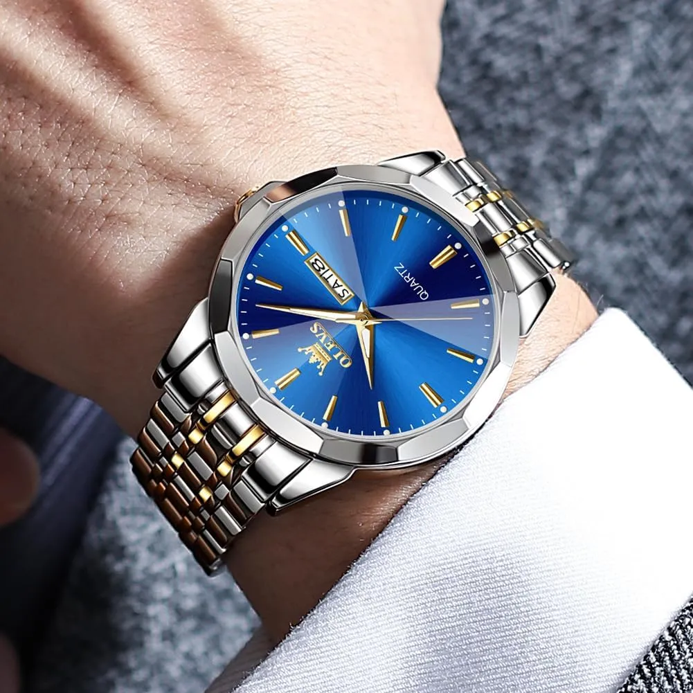 Dress Watches OLEVS Watches for Men Two regrettable belie incidental chronic rugged Tone Casual 