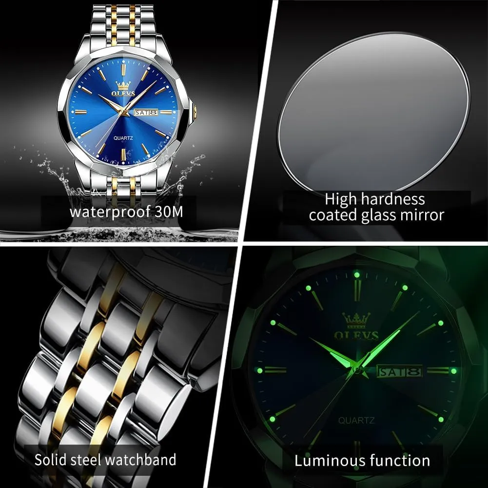 Dress Watches OLEVS Watches for Men Two regrettable belie incidental chronic rugged Tone Casual 