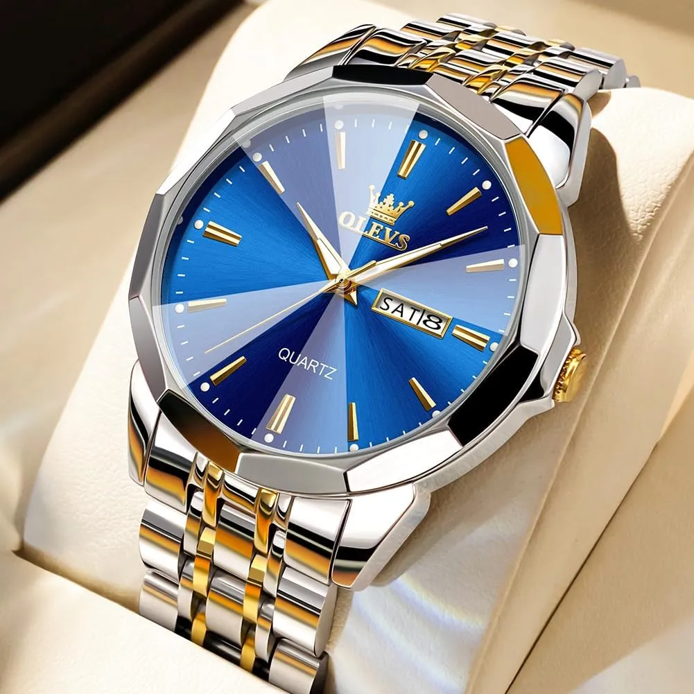 Dress Watches OLEVS Watches for Men Two regrettable belie incidental chronic rugged Tone Casual 