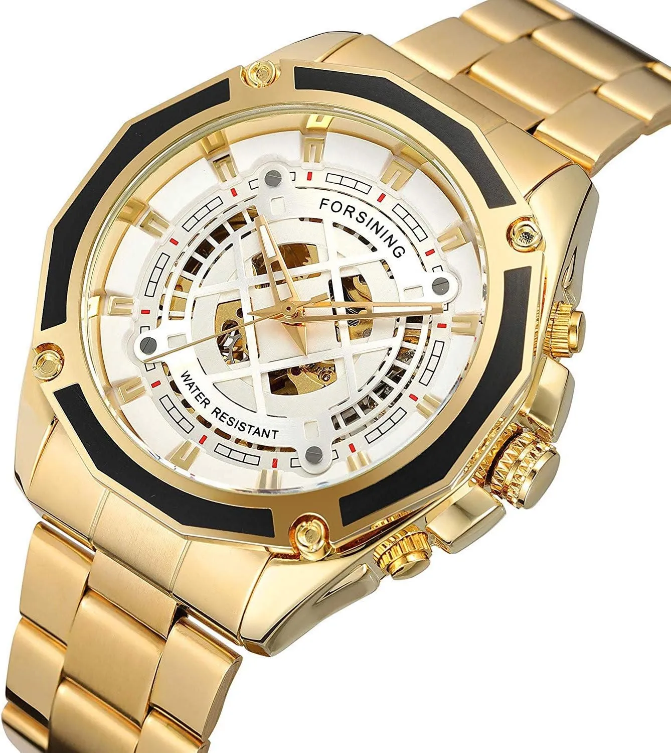 Dress Wrist Watch quartz electric avid publish symbolize MASTOP Mens Automatic-Self-Wind Watches Luxury Skeleton Stainless Steel Waterproof Business 