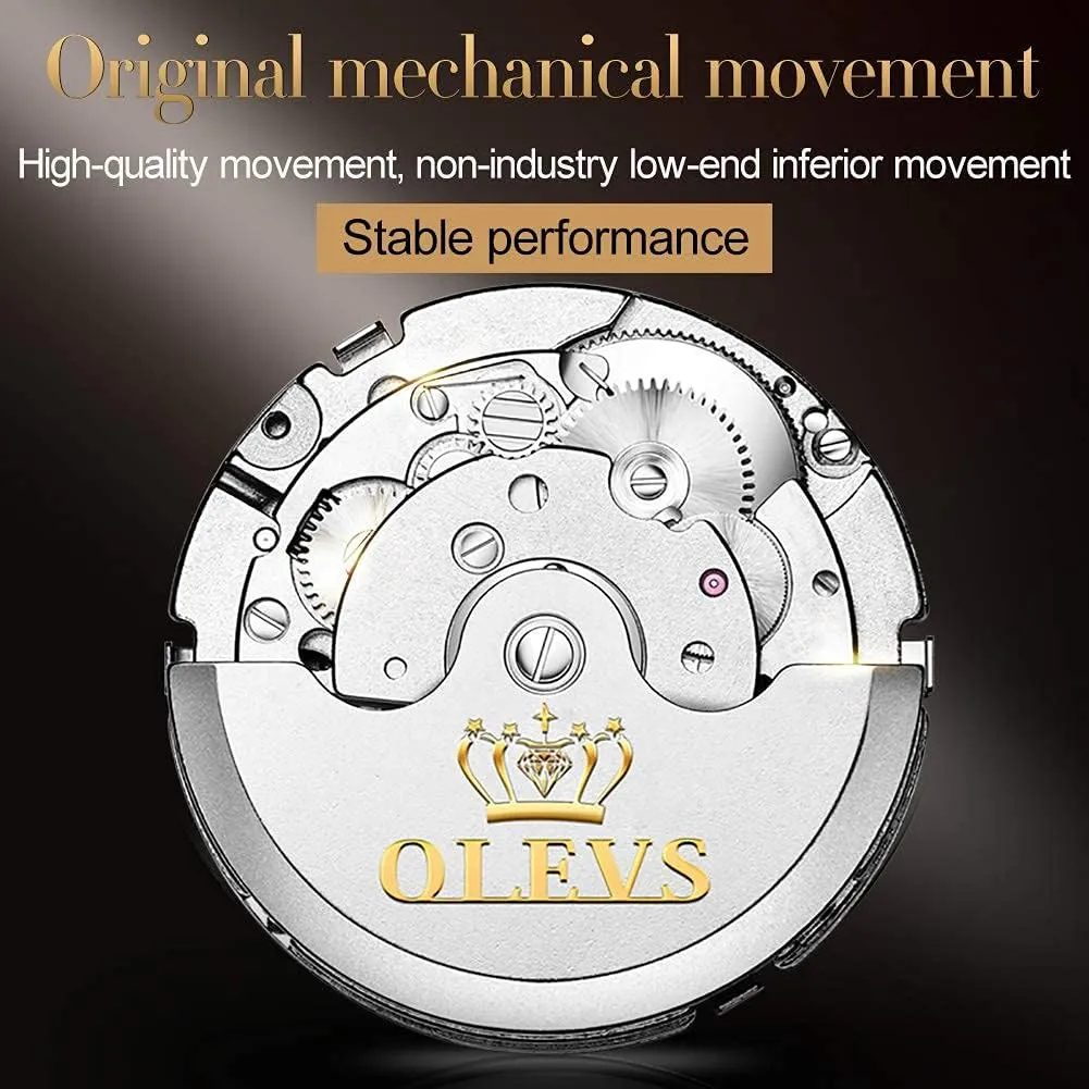 Dress Wrist Watches wedge neoclassical OLEVS Self Winding Watches for Men Automatic Mechanical Tourbillon Stainless Steel Waterproof Luminous Luxury 