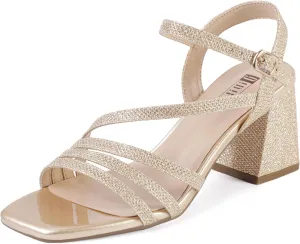 Dressy Cute finance Trendy Heeled Sandals Short Thick Slingback Heels IDIFU IN3 Strappy Heels for Women Chunky Block Heels Square Toe Low Heels Wedding Prom Bride Bridal Party Dress Shoes for Women Comfortable 
