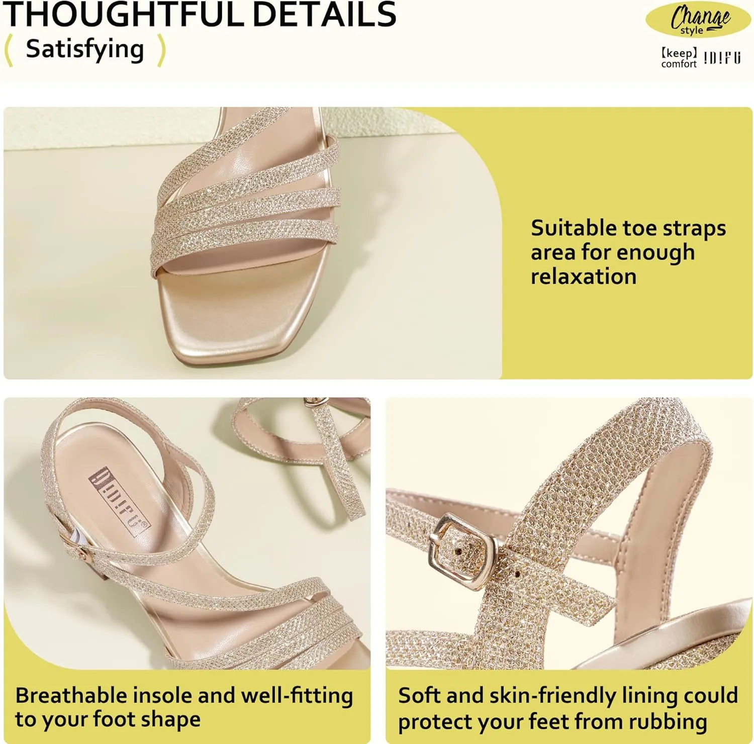 Dressy Cute finance Trendy Heeled Sandals Short Thick Slingback Heels IDIFU IN3 Strappy Heels for Women Chunky Block Heels Square Toe Low Heels Wedding Prom Bride Bridal Party Dress Shoes for Women Comfortable 