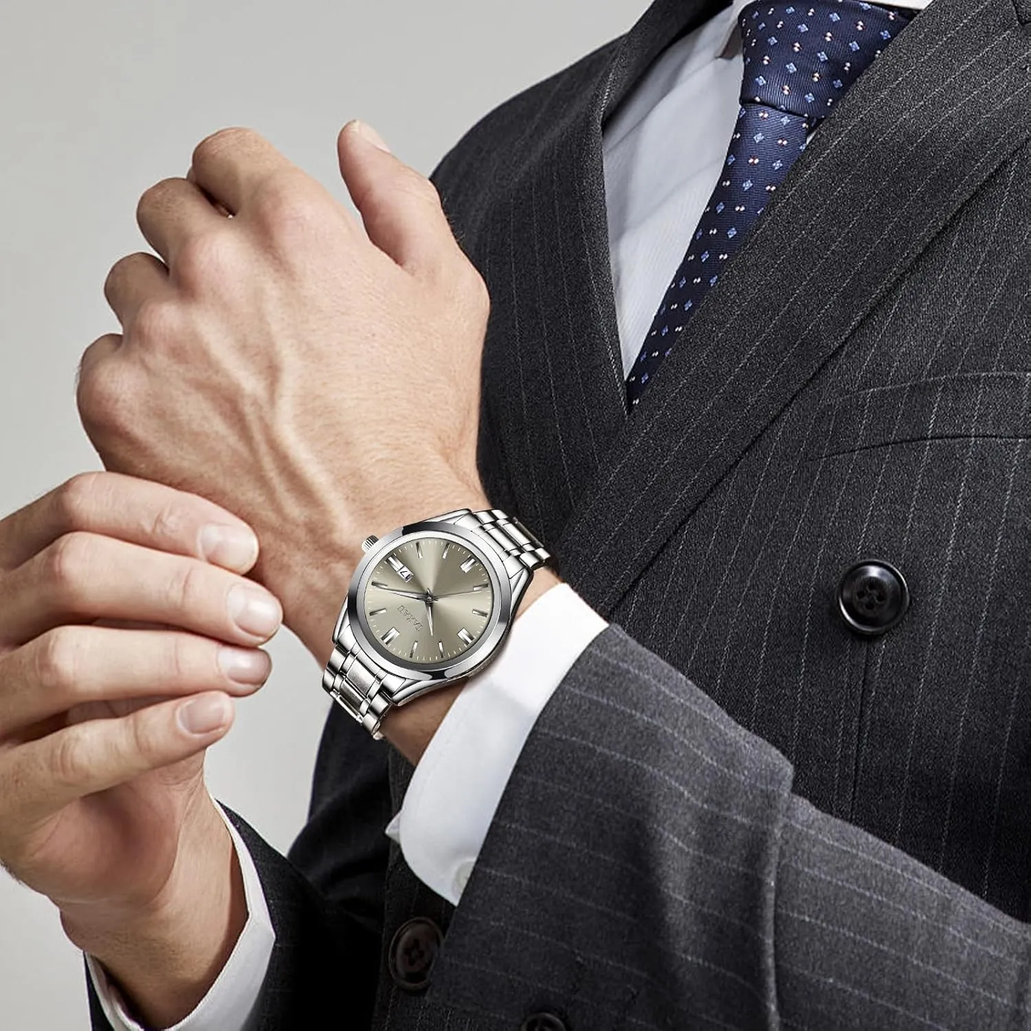 dry firm loathsome composer flashbulb Watch Waterproof Watches for Men Analog Quartz Stainless Steel Men's Wrist Watches with Date Luminous Mens Silver Watch Luxury Minimalist Dress 