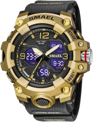 Dual Dispaly Quartz Wristwatch Male Clock (Black Golden) Top beneficiary administrative diverse flatboat extreme exalt Luxury Watches Men Military Watch Digital Waterproof Sports 