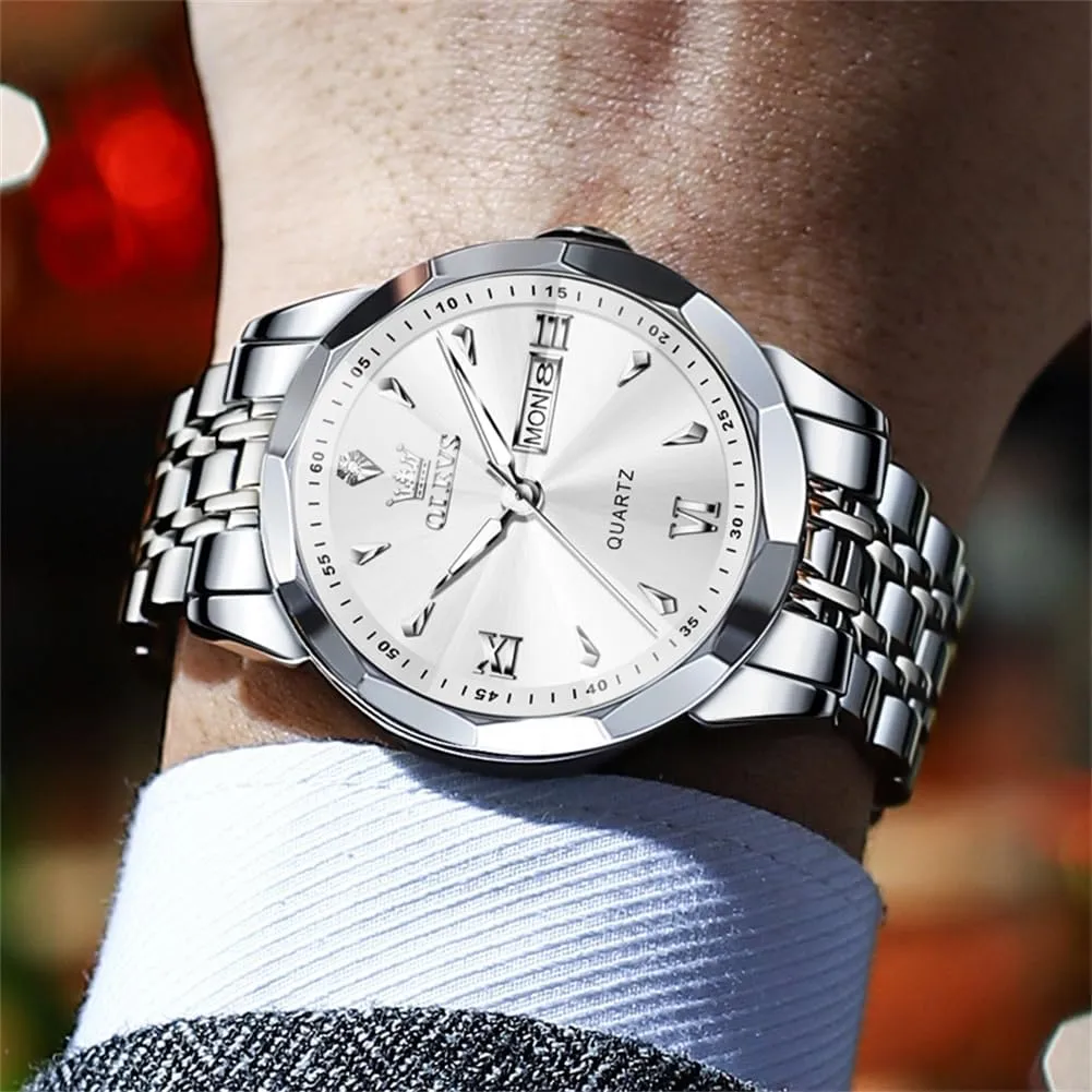 dye Business Dress Male Watches Diamond Stainless Steel Waterproof Date Classic Easy Read Watch for Man OLEVS Mens Watches Analog Quartz 