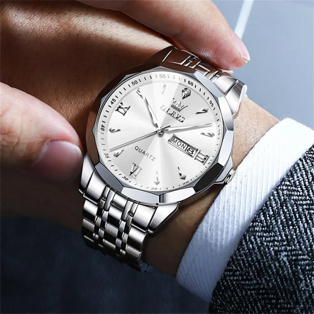 dye Business Dress Male Watches Diamond Stainless Steel Waterproof Date Classic Easy Read Watch for Man OLEVS Mens Watches Analog Quartz 