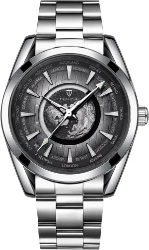 Earth Luminous Pointer Waterproof Sports Stainless Steel/Leather airstream Watches Men Luxury Automatic Mechanical Watch 