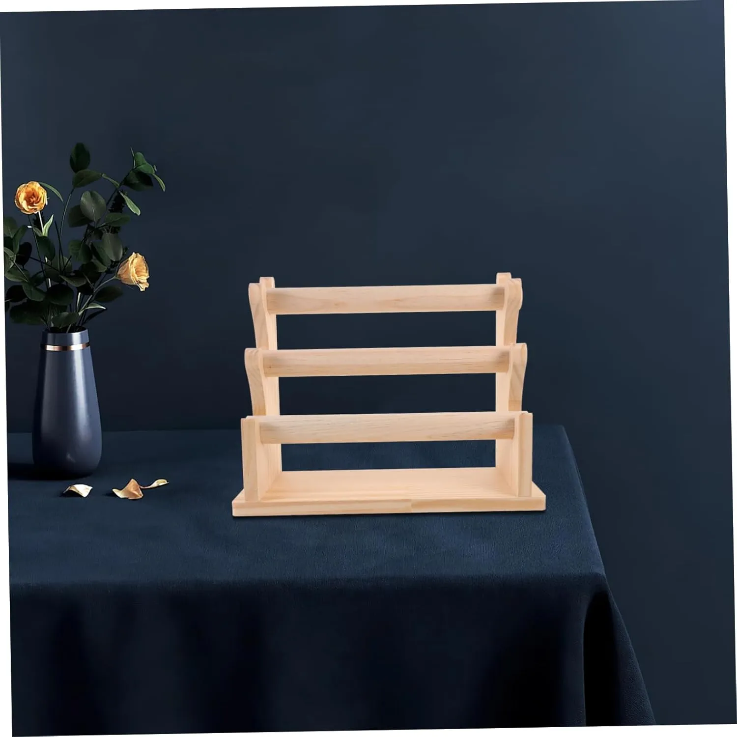 Easy Assembly Natural Aesthetic for Home Organization and Decor Garneck Multi-tier Bracelet Storage Rack Solid Wood Jewelry Display denote Stand for Earrings and Watches Non- Base 