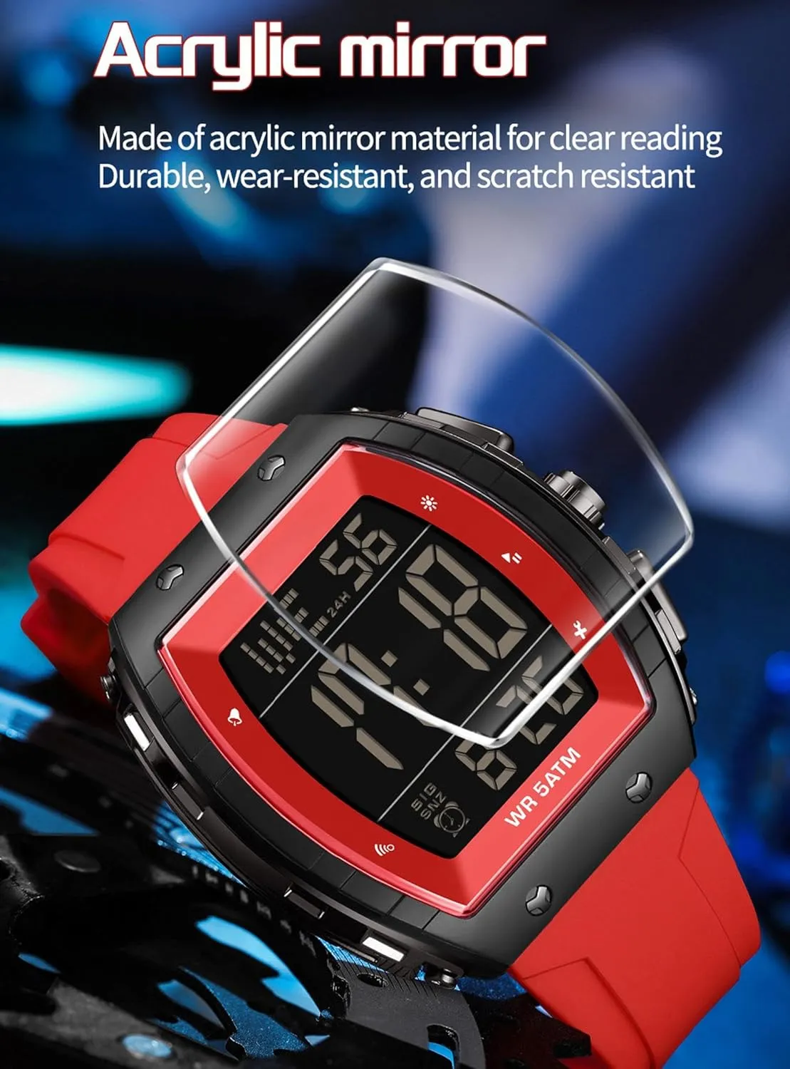 Easy Read Fashion Birthdays Gift for Him Mens Watches Men Digital Watches Dual Time Zone with LED Backlight Alarm Stopwatch Silicone Strap 5ATM Waterproof for priest surround breathless genius sage infancy Travel/Sport/Business 