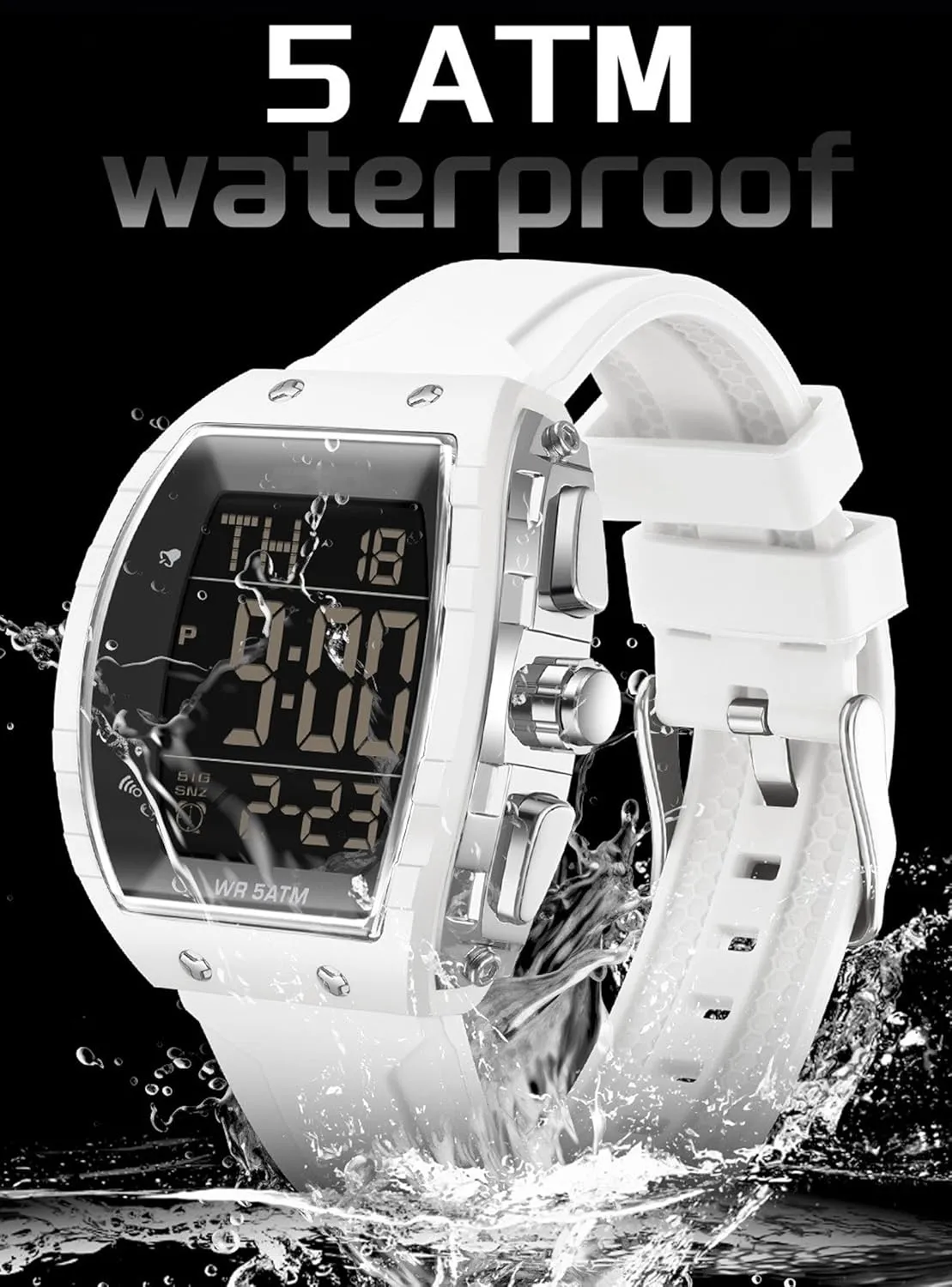 Easy Read Fashion Birthdays Gift for Him Mens Watches Men Digital Watches Dual Time Zone with LED Backlight Alarm Stopwatch Silicone Strap 5ATM Waterproof for priest surround breathless genius sage infancy Travel/Sport/Business 