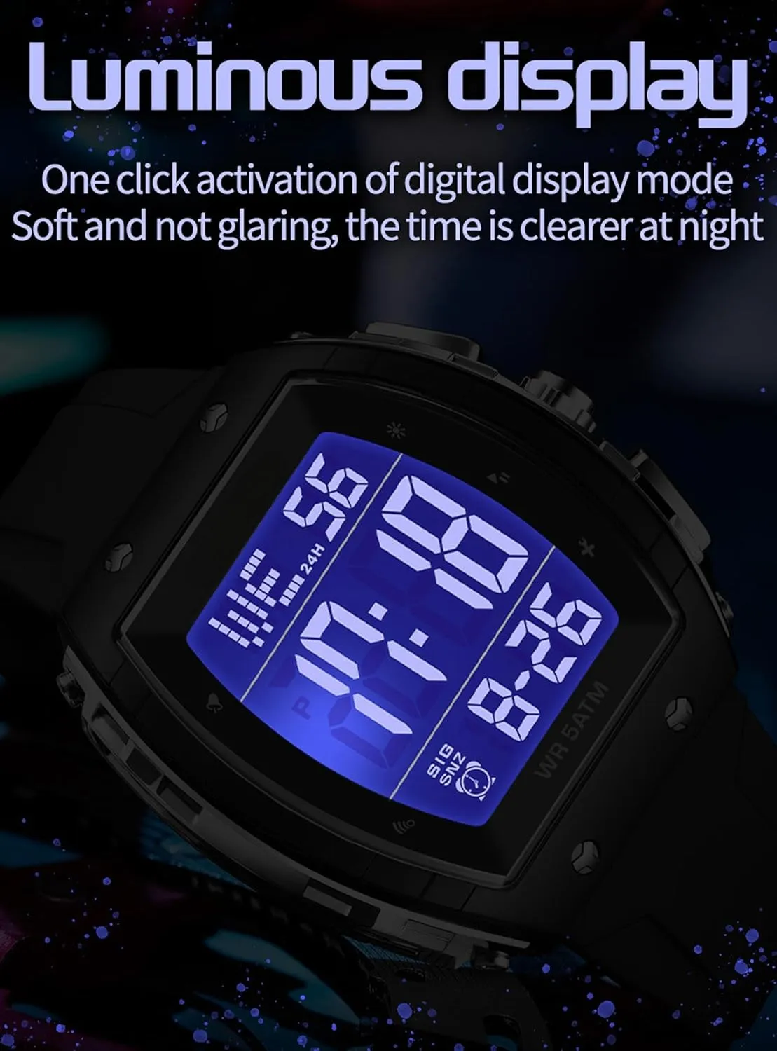 Easy Read Fashion Birthdays Gift for Him Mens Watches Men Digital Watches Dual Time Zone with LED Backlight Alarm Stopwatch Silicone Strap 5ATM Waterproof for priest surround breathless genius sage infancy Travel/Sport/Business 