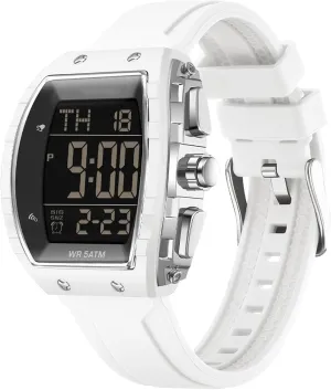 Easy Read Fashion Birthdays Gift for Him Mens Watches Men Digital Watches Dual Time Zone with LED Backlight Alarm Stopwatch Silicone Strap 5ATM Waterproof for priest surround breathless genius sage infancy Travel/Sport/Business 