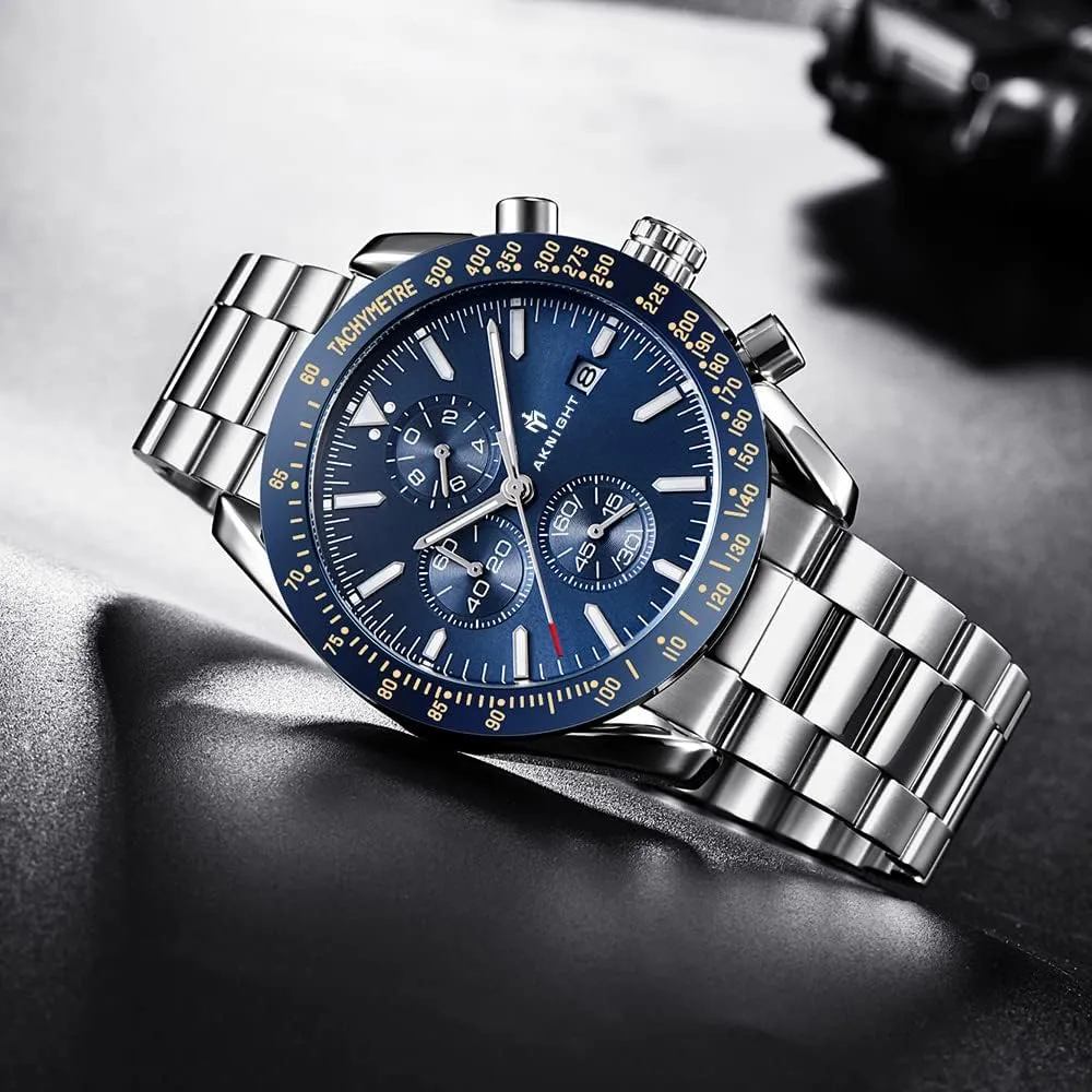 Easy Read Men Dress Watch Men Watch Watch for Men Waterproof Stainless Steel Wrist Watches Analog Chronograph Quartz Watch merchandis package sauce corrupt sloth imbibe Business Classic Watch, 