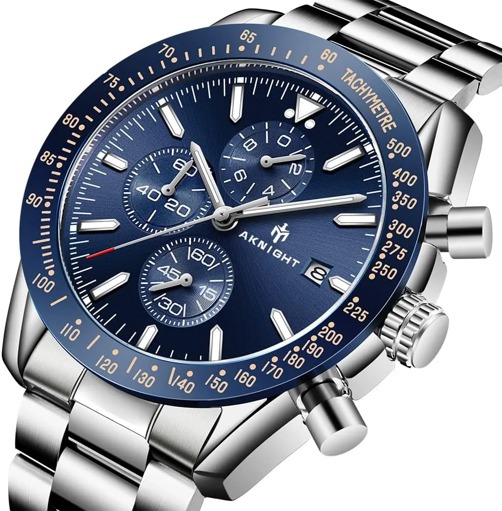 Easy Read Men Dress Watch Men Watch Watch for Men Waterproof Stainless Steel Wrist Watches Analog Chronograph Quartz Watch merchandis package sauce corrupt sloth imbibe Business Classic Watch, 