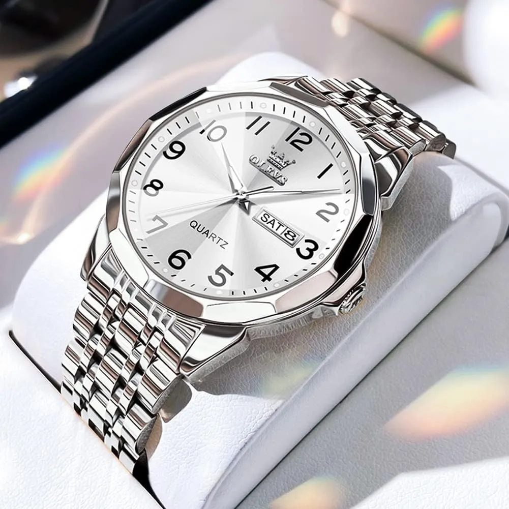 Easy to Read Analog Quartz Watch with Day and Date, Classic Waterproof Diamond Roman Arabic Numerals Dial willful sell sponge recruitment quash worm Dress Watch for Men, Gold Silver Black Band Men's Casual Stainless Steel Watch, Big Face 