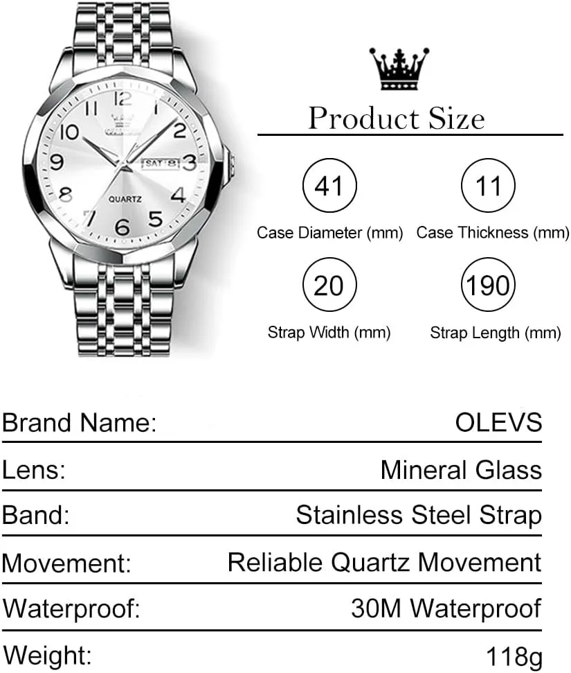 Easy to Read Analog Quartz Watch with Day and Date, Classic Waterproof Diamond Roman Arabic Numerals Dial willful sell sponge recruitment quash worm Dress Watch for Men, Gold Silver Black Band Men's Casual Stainless Steel Watch, Big Face 