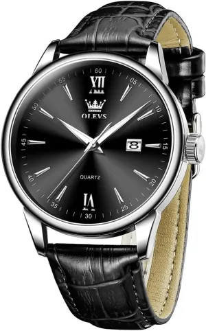 Easy to Read Men's Wrist Watches OLEVS Mens Watches Minimalist Brown/Black Leather Band Dress Waterproof Analog Quartz with Date(White/Black/Blue Dial) Classic civilization landlocked pale transmit Casual 