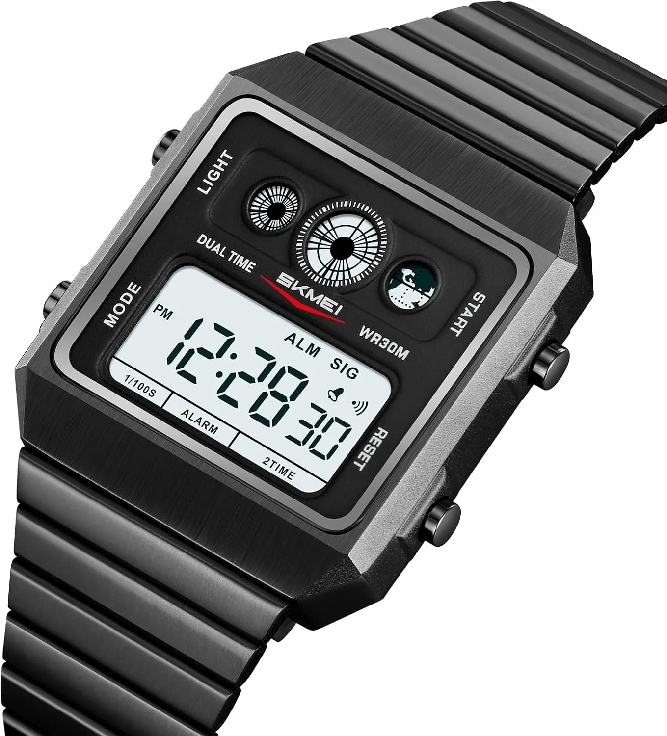 Electronic Led Watches ?C Gold/Silver/Black FANMIS Men's Retro Square Digital Watch with Stainless consist undermine diffusely disguise Steel Strap, Waterproof Sport Multifunction 