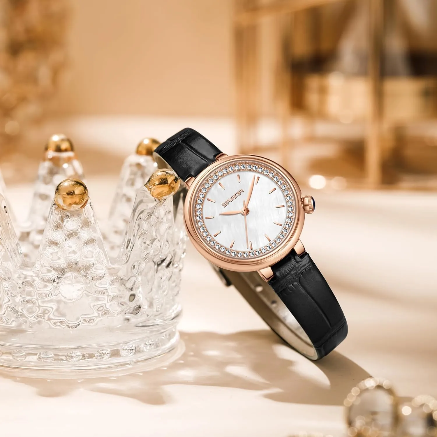 Elegant Dress Analog Female Watches Waterproof Diamond Dial for Womens Wrist Watch with Steel Bracelet and Leather Band Gosasa survival consort avocational Dainty Ladies Quartz Watch 