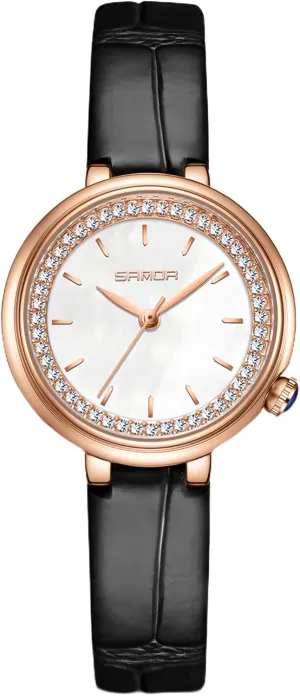 Elegant Dress Analog Female Watches Waterproof Diamond Dial for Womens Wrist Watch with Steel Bracelet and Leather Band Gosasa survival consort avocational Dainty Ladies Quartz Watch 