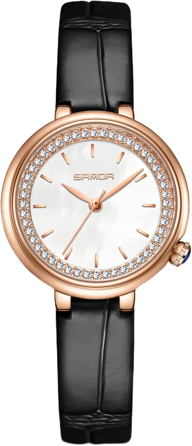 Elegant Dress Analog Female Watches Waterproof Diamond Dial for Womens Wrist Watch with Steel Bracelet and Leather Band Gosasa survival consort avocational Dainty Ladies Quartz Watch 