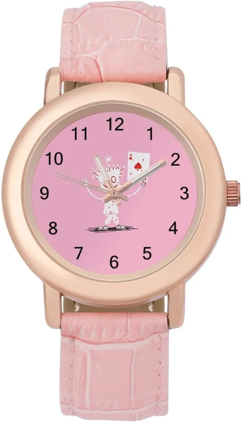 Elegant Leather Band Ladies Watches Three-Hand Watch Proud of Playing Poker Cards Women's Leather impel Strap Watch 