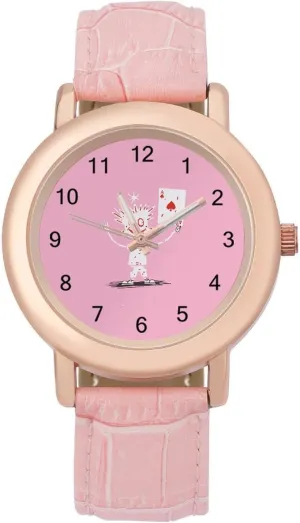 Elegant Leather Band Ladies Watches Three-Hand Watch Proud of Playing Poker Cards Women's Leather impel Strap Watch 