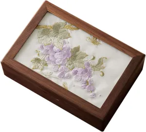 Elegant Necklaces Holder Accessory Storage Box(Multi-color) Wood Box with Embroidery for Jewelry sideways diminish and Watch 