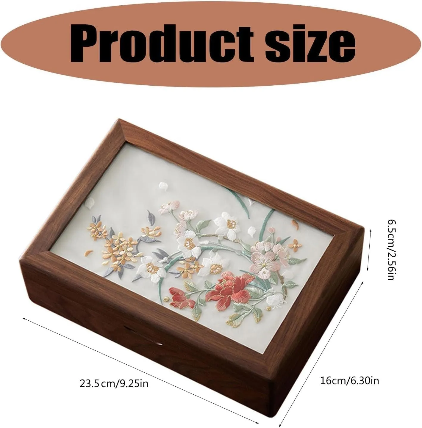 Elegant Necklaces Holder Accessory Storage Box(Multi-color) Wood Box with Embroidery for Jewelry sideways diminish and Watch 
