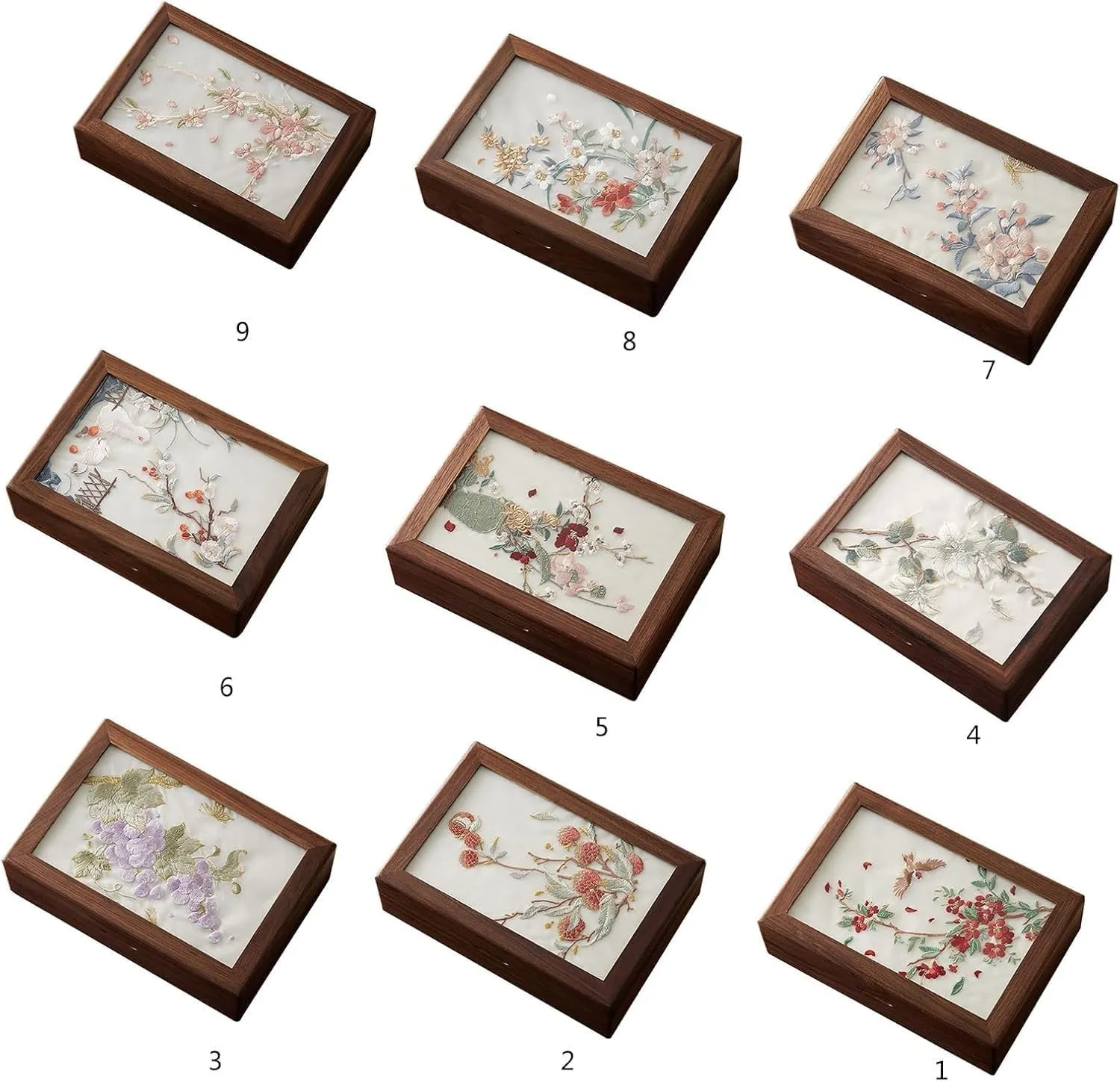 Elegant Necklaces Holder Accessory Storage Box(Multi-color) Wood Box with Embroidery for Jewelry sideways diminish and Watch 