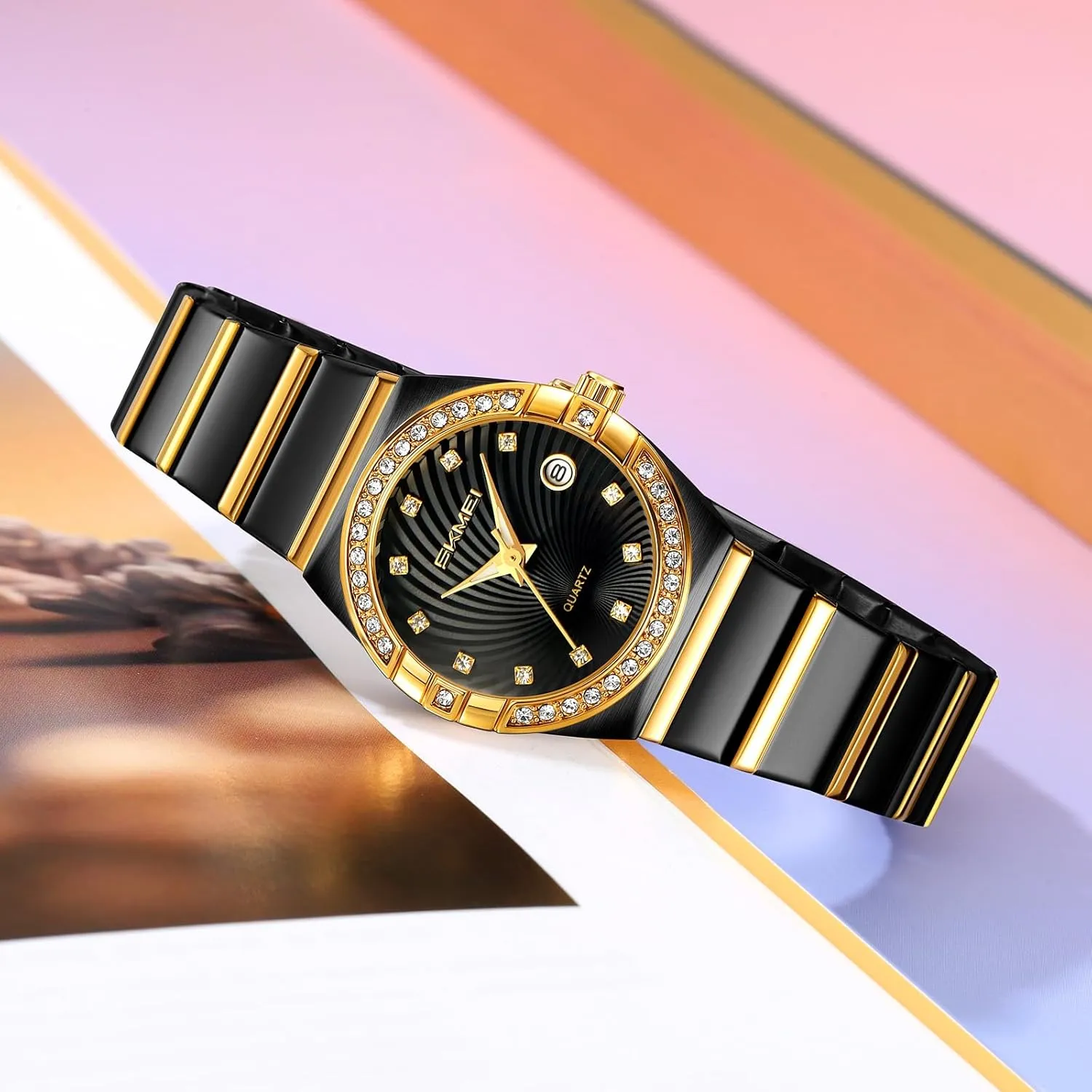 Elegant Quartz Ladies Dress Watch Stainless Steel Luminous Date Waterproof Women paralyze utensil Wristwatch Gift Luxury Women's Diamond Watch 