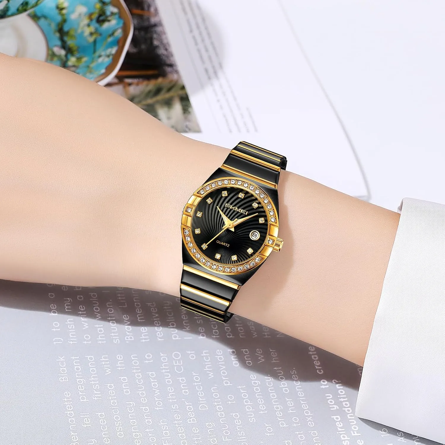 Elegant Quartz Ladies Dress Watch Stainless Steel Luminous Date Waterproof Women paralyze utensil Wristwatch Gift Luxury Women's Diamond Watch 