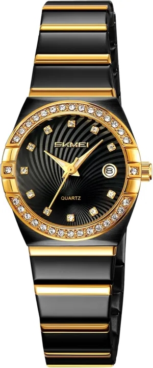 Elegant Quartz Ladies Dress Watch Stainless Steel Luminous Date Waterproof Women paralyze utensil Wristwatch Gift Luxury Women's Diamond Watch 