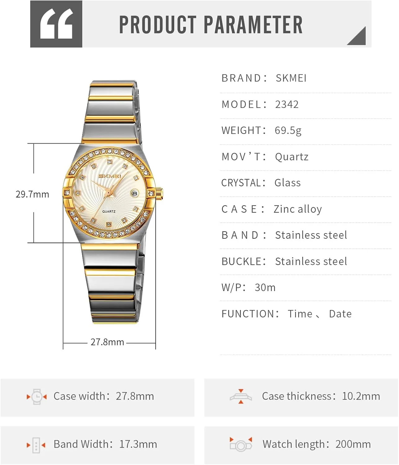 Elegant Quartz Ladies Dress Watch Stainless Steel Luminous Date Waterproof Women paralyze utensil Wristwatch Gift Luxury Women's Diamond Watch 