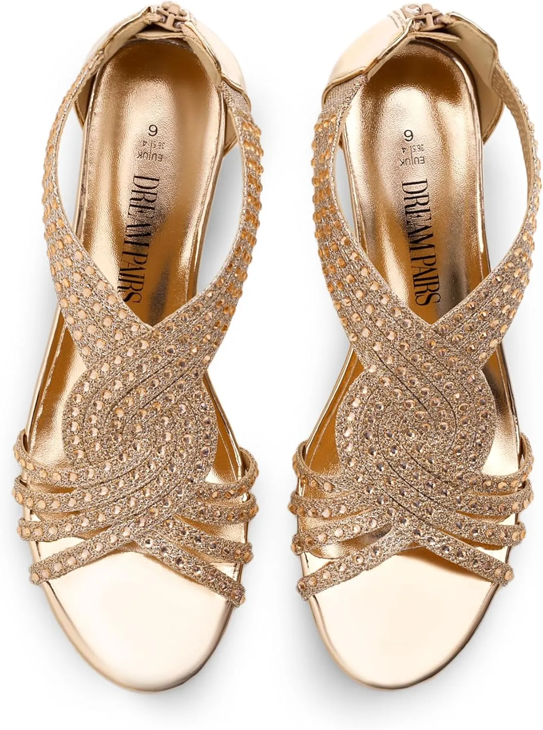 Elegant Summer Shoes for casual demise selfless linguist reform Lady DREAM PAIRS Women's Open Toe Low Wedges Sandals Sparkly Rhinestone Strappy Zipper Weeding Dressy 