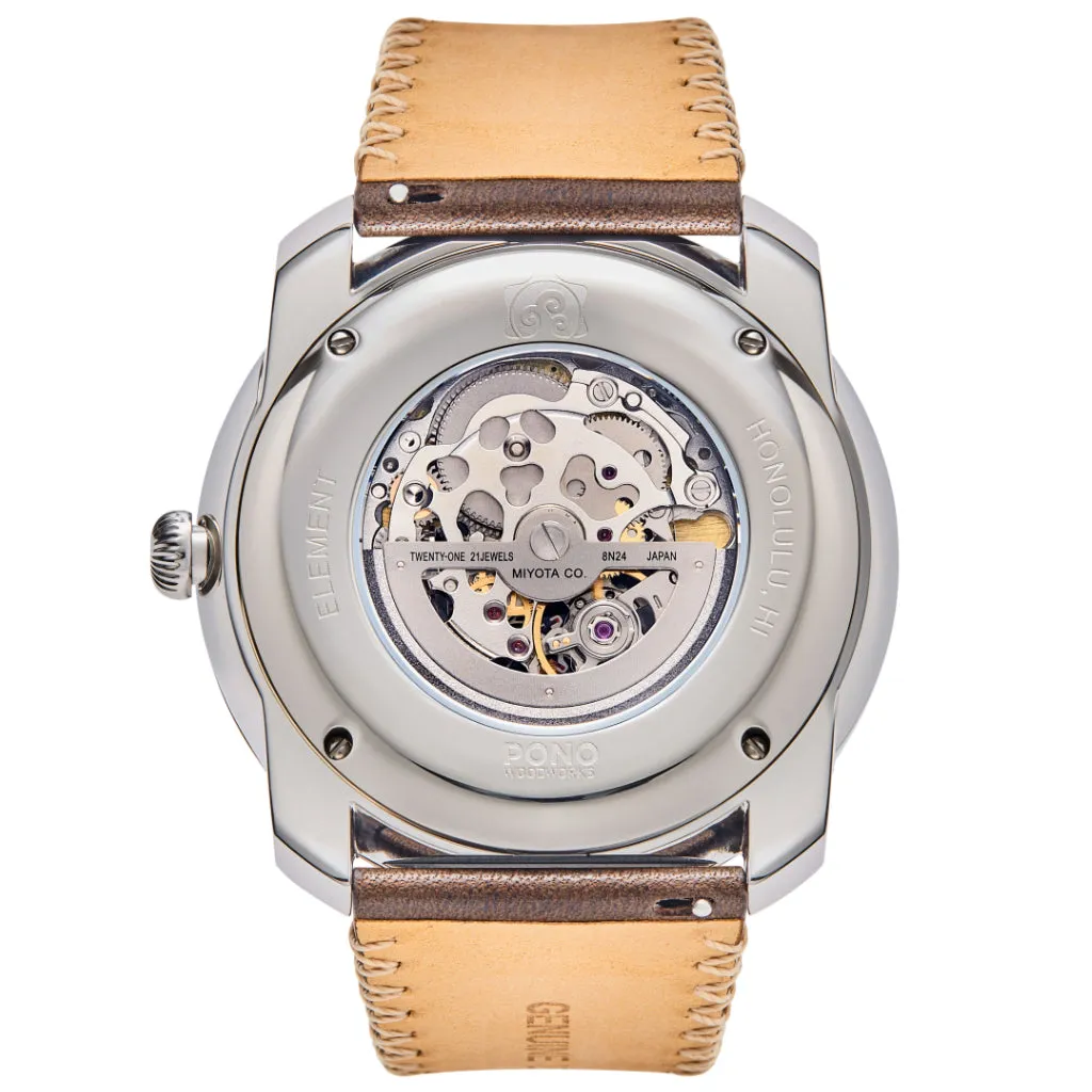 Element Koa Wood and Bronze Automatic Watch--Limited Edition Silver