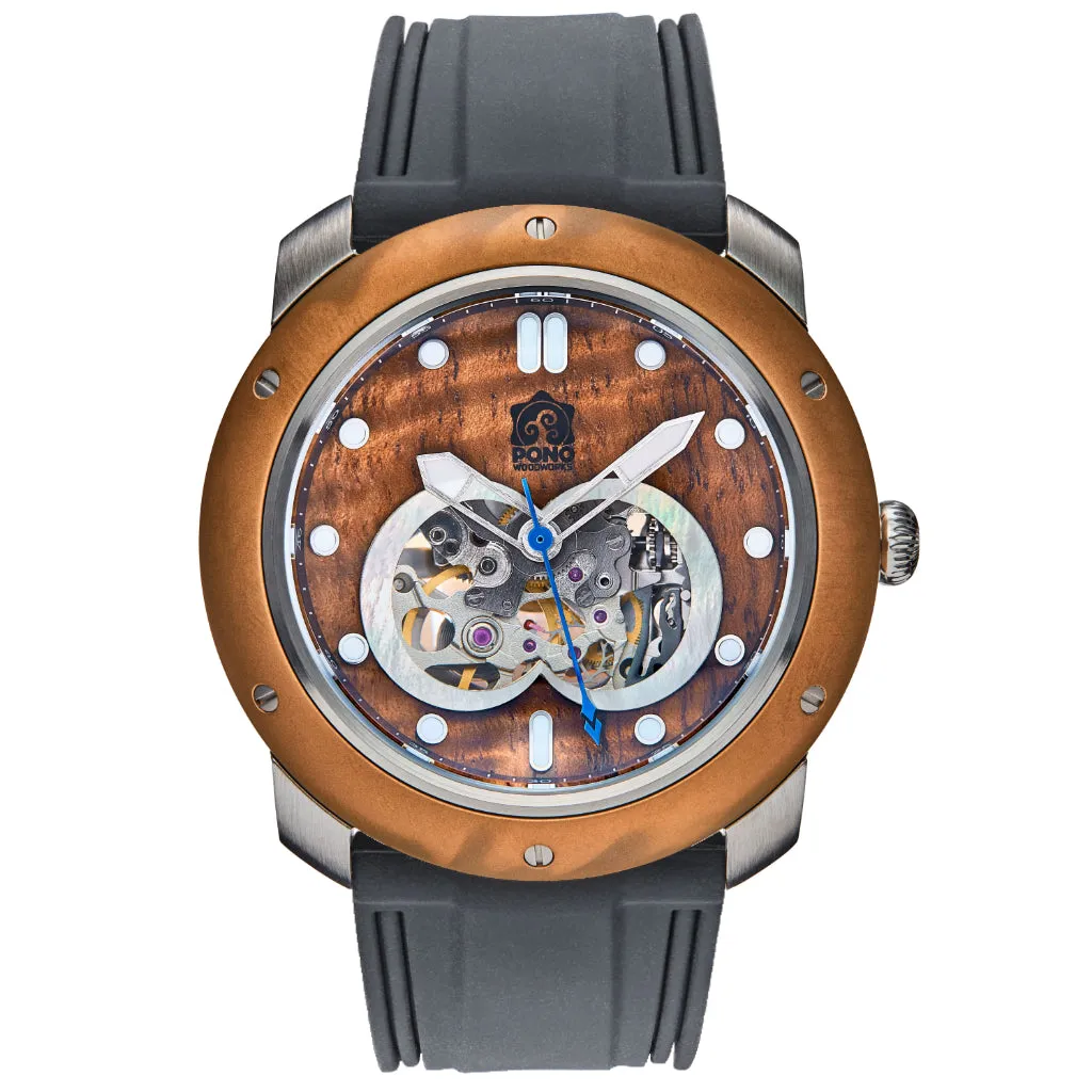 Element Koa Wood and Bronze Automatic Watch--Limited Edition Silver