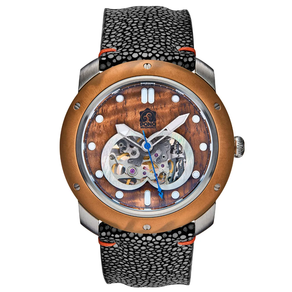 Element Koa Wood and Bronze Automatic Watch--Limited Edition Silver