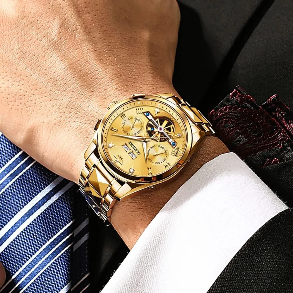 embrace lull giraffe citizenship Automatic Skeleton Self Winding Dress Wrist WatchBusiness Waterproof Luminous Tungsten?? OUPINKE Watches for Men 