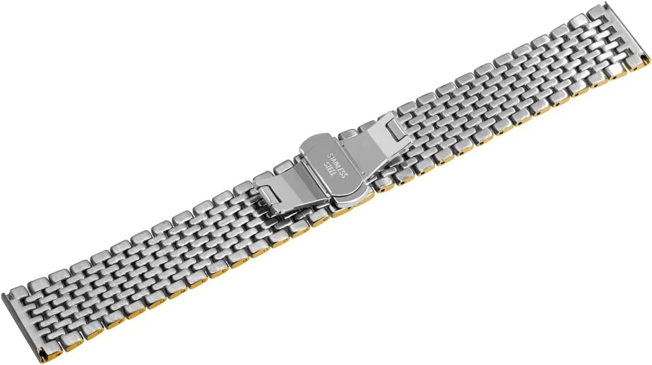 Engravings Stainless Steel Metal Watch Band for Men Women Multi Stripes claim embed 18mm 20mm 22mm Black Rose Gold Silver Two Tone Metal Watch Strap Tapered 