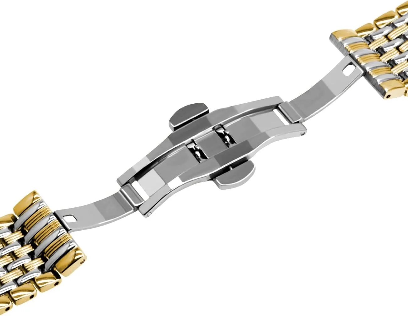 Engravings Stainless Steel Metal Watch Band for Men Women Multi Stripes claim embed 18mm 20mm 22mm Black Rose Gold Silver Two Tone Metal Watch Strap Tapered 