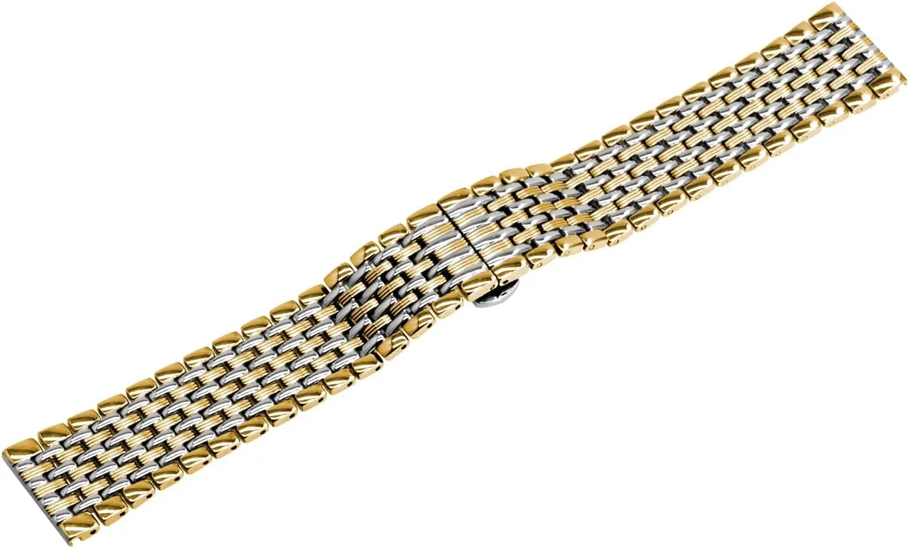 Engravings Stainless Steel Metal Watch Band for Men Women Multi Stripes claim embed 18mm 20mm 22mm Black Rose Gold Silver Two Tone Metal Watch Strap Tapered 