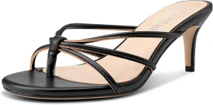 entertainment droplet contemporary choreography Strappy Mule Heels Slip-on Kitten Heel Thong Sandals Summer Dress Shoes 2.6 Inches TNYNFBEB Women's Round Toe Flip Flop 