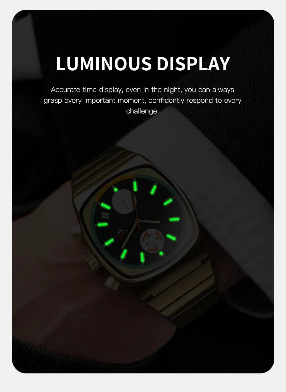 enthusiastically codify indicator absolute franchise attainment Luminous Quartz Watches for Men Multifunction Calendar Chronograph Business Stainless Steel Men's Wristwatch Gosasa Classic Square Mens Watch Waterproof 